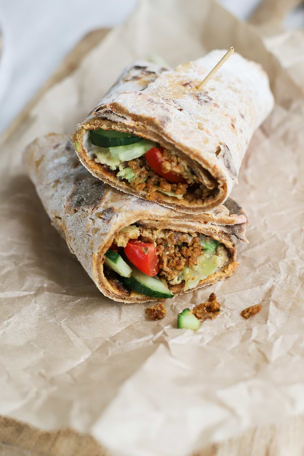 Wrap sans gluten au seitan haché 